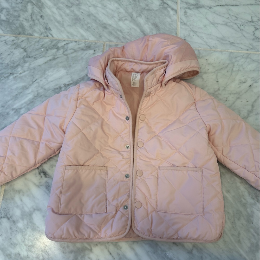 H&M Light Pink Jacket with Removable Hood